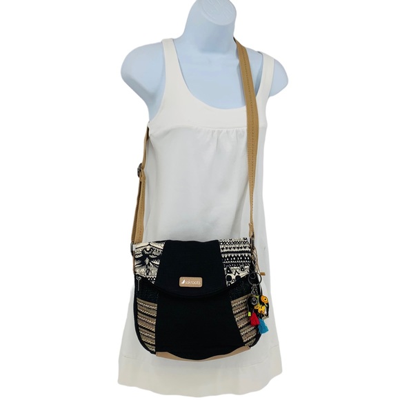 Sakroots Artist Circle Elephant Charms Canvas Foldover Crossbody Bag - Picture 3 of 15